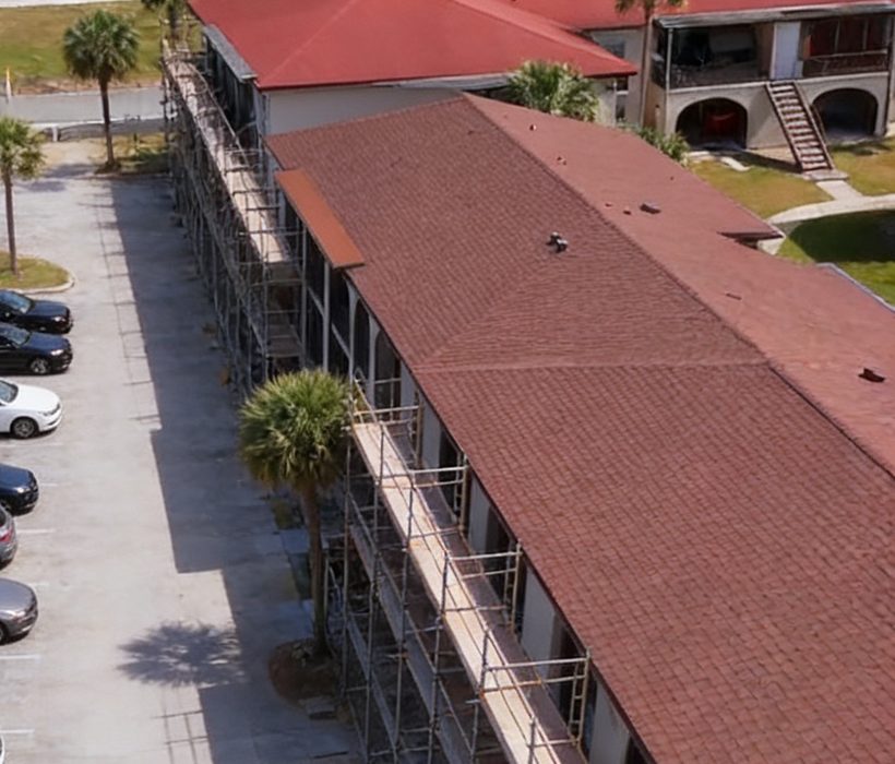Structural concrete repair and reroofing project by Cmax GC on a Central Florida condominium