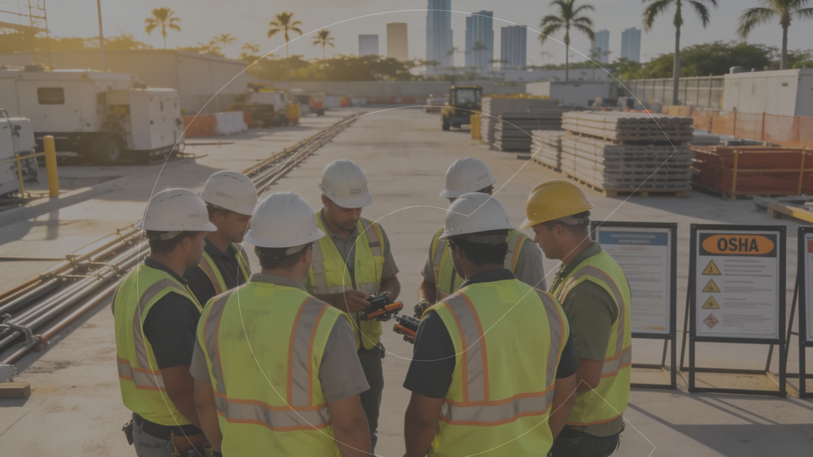 Cmax GC crew safety briefing on a Central Florida commercial construction site