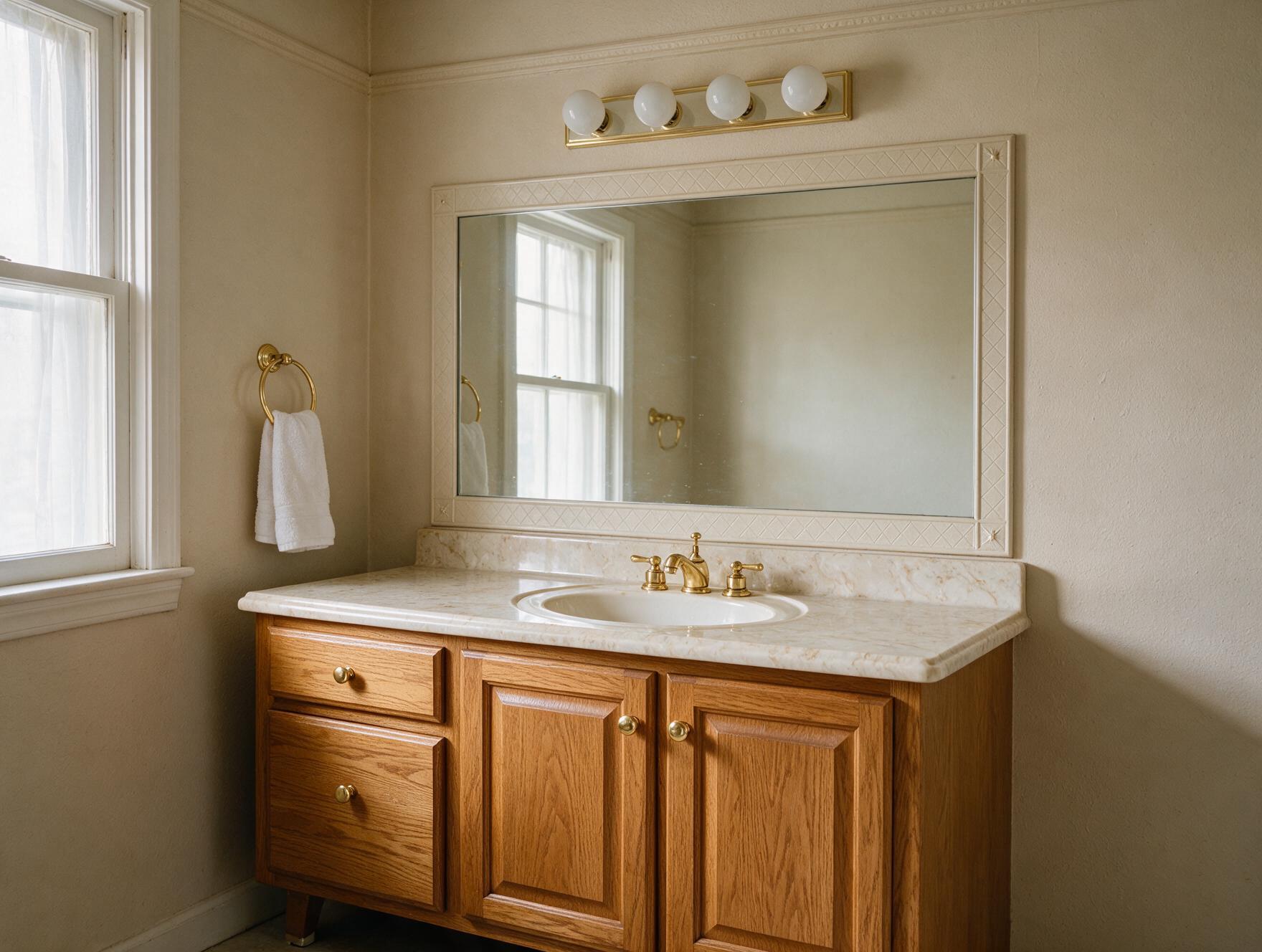 Dated bathroom vanity before Cmax GC remodel